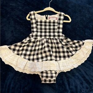 SweetHoney 12m black/white buffalo plaid pinafore dress